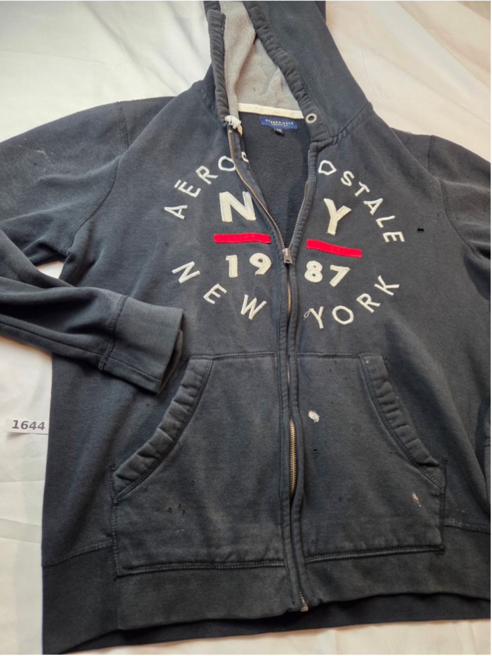 Women's Aeropostale Zip-Up Hoodie Black White Size XL #1644
